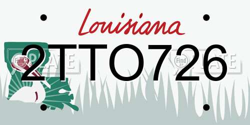 2TTO726 Louisiana License Plate