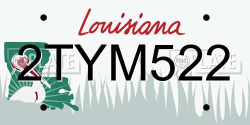2TYM522 Louisiana License Plate