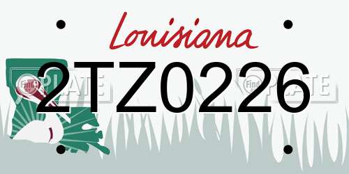 2TZ0226 Louisiana License Plate