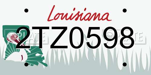 2TZ0598 Louisiana License Plate