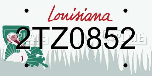2TZ0852 Louisiana License Plate