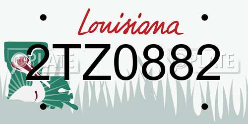 2TZ0882 Louisiana License Plate