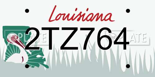 2TZ764 Louisiana License Plate
