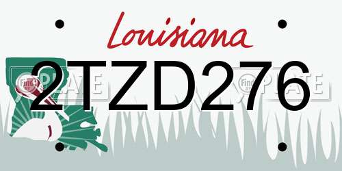 2TZD276 Louisiana License Plate