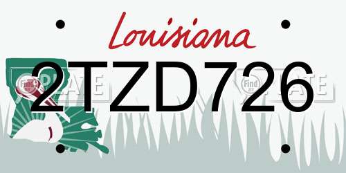 2TZD726 Louisiana License Plate