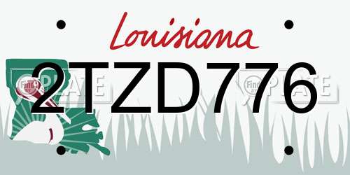 2TZD776 Louisiana License Plate