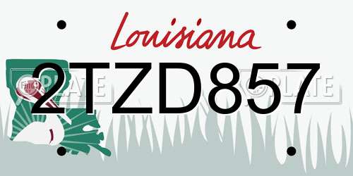 2TZD857 Louisiana License Plate