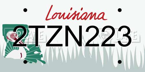 2TZN223 Louisiana License Plate