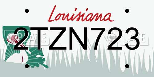 2TZN723 Louisiana License Plate