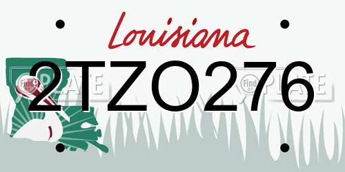2TZO276 Louisiana License Plate