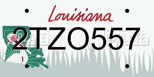 2TZO557 Louisiana License Plate