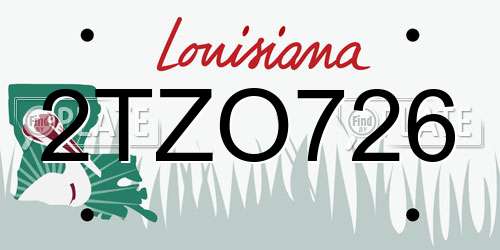 2TZO726 Louisiana License Plate