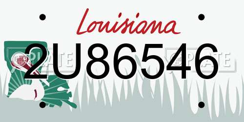 2U86546 Louisiana License Plate