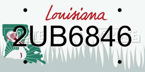 2UB6846 Louisiana License Plate