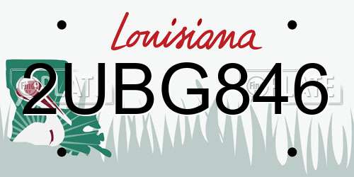 2UBG846 Louisiana License Plate