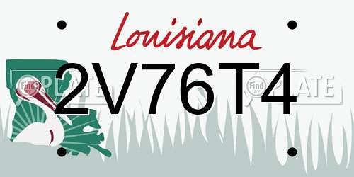 2V76T4 Louisiana License Plate