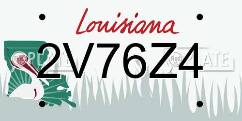 2V76Z4 Louisiana License Plate