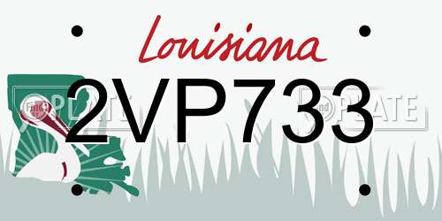 2VP733 Louisiana License Plate