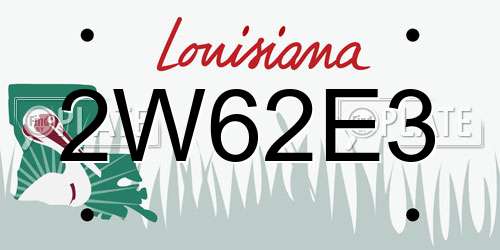 2W62E3 Louisiana License Plate