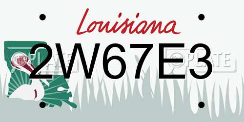 2W67E3 Louisiana License Plate