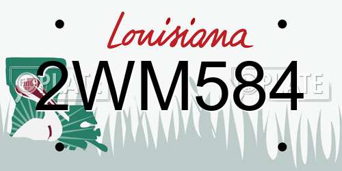 2WM584 Louisiana License Plate