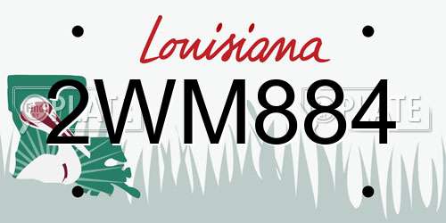 2WM884 Louisiana License Plate