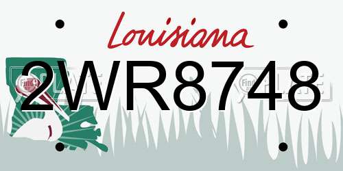 2WR8748 Louisiana License Plate