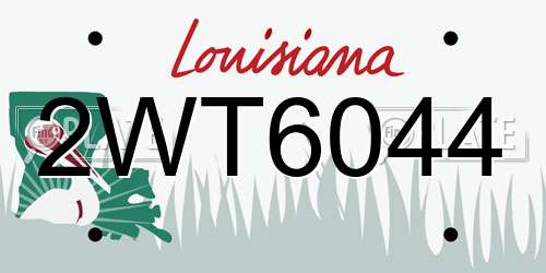 2WT6044 Louisiana License Plate