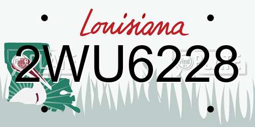 2WU6228 Louisiana License Plate