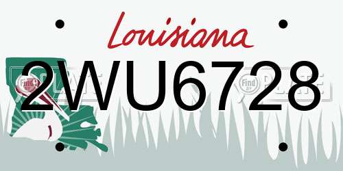 2WU6728 Louisiana License Plate