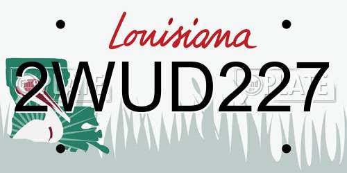 2WUD227 Louisiana License Plate