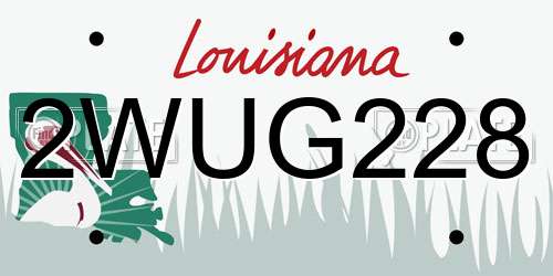 2WUG228 Louisiana License Plate