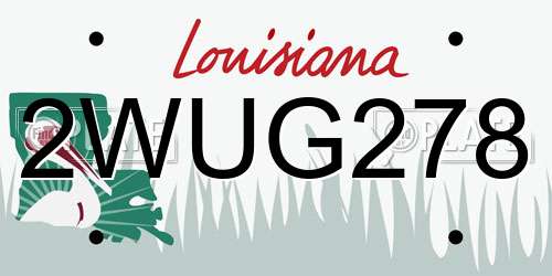 2WUG278 Louisiana License Plate