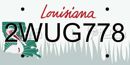 2WUG778 Louisiana License Plate