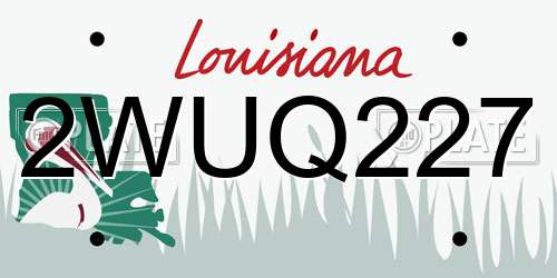 2WUQ227 Louisiana License Plate