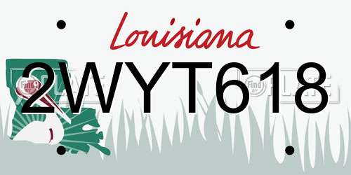 2WYT618 Louisiana License Plate