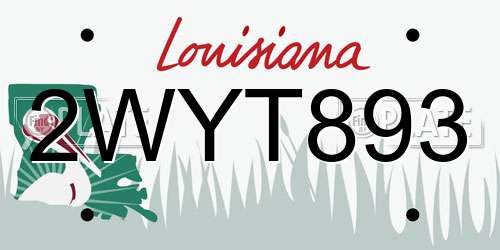2WYT893 Louisiana License Plate