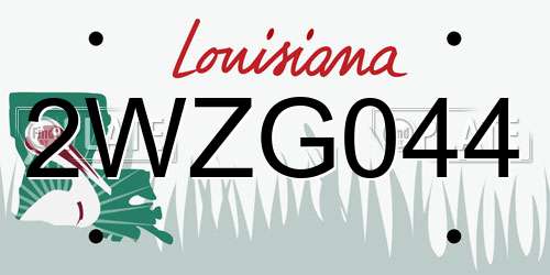2WZG044 Louisiana License Plate