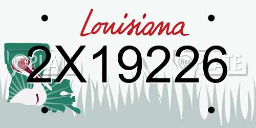 2X19226 Louisiana License Plate