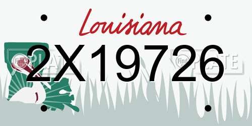 2X19726 Louisiana License Plate