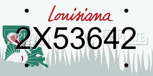 2X53642 Louisiana License Plate