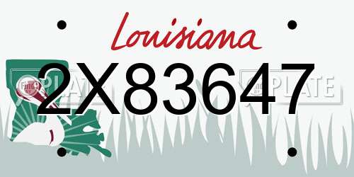 2X83647 Louisiana License Plate