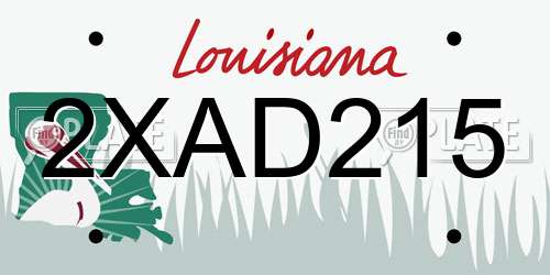 2XAD215 Louisiana License Plate