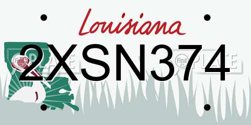 2XSN374 Louisiana License Plate