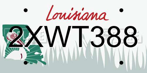 2XWT388 Louisiana License Plate
