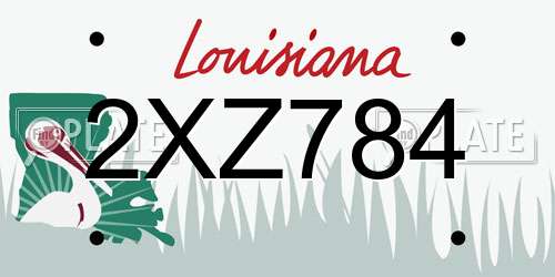 2XZ784 Louisiana License Plate
