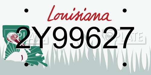 2Y99627 Louisiana License Plate