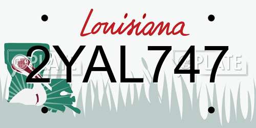 2YAL747 Louisiana License Plate