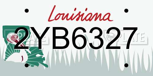 2YB6327 Louisiana License Plate