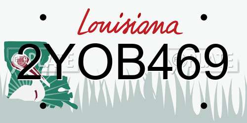 2YOB469 Louisiana License Plate